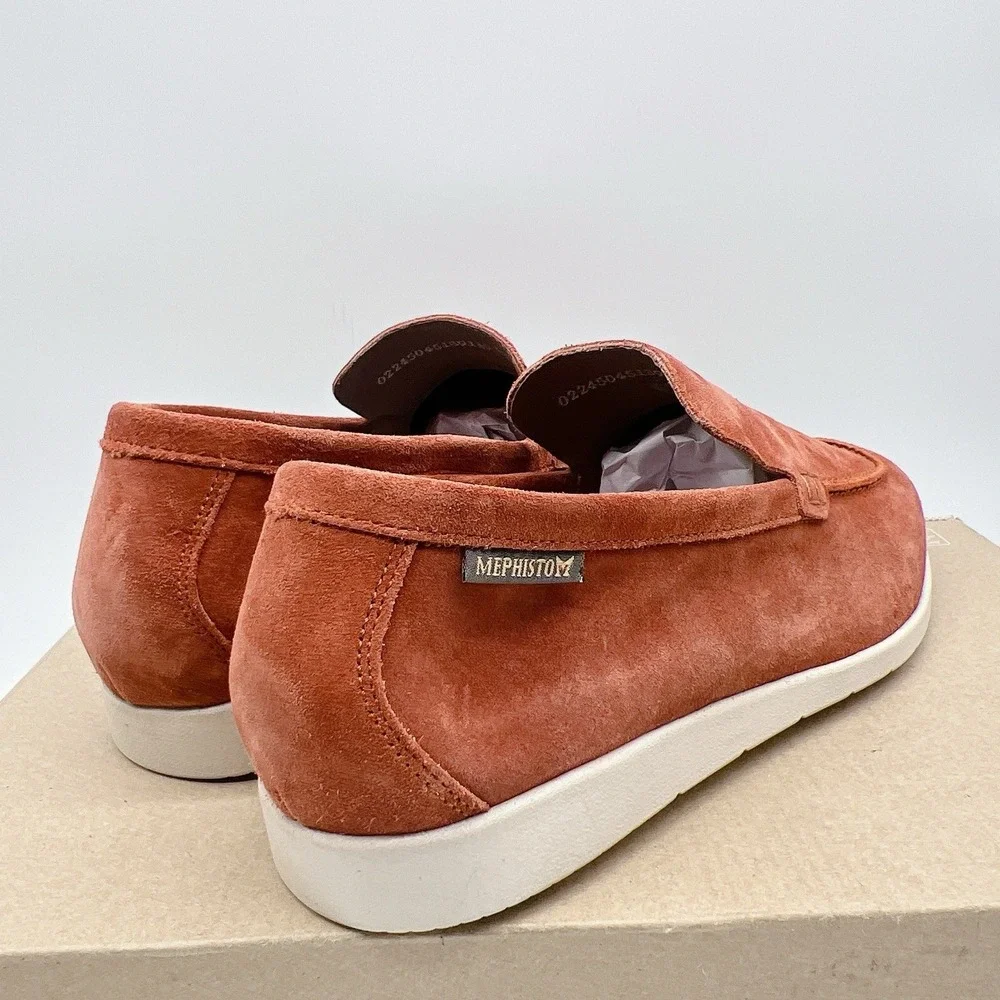Mephisto Valner Men's Slip On Loafers Fashion Sneakers Rust Velours Red US 8.5